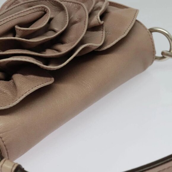 SAINT LAURENT Accessory Pouch Leather Beige Silver Auth - Picture 8 of 16